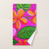 Ensemble de serviettes de bain florales rose chaud (Serviette à main)