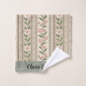Ensemble de serviettes de bain florales vertes élé (Gant de toilette)