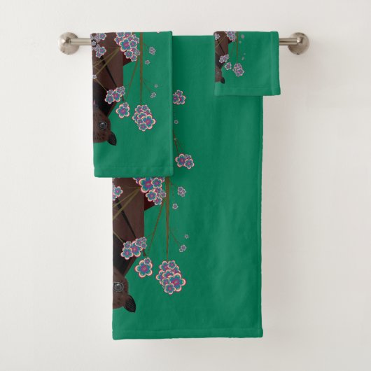Ensemble de serviettes de bain Fox Jade volant (En situation)