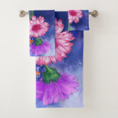 Ensemble de serviettes de bain Gerberas trois coul (En situation)