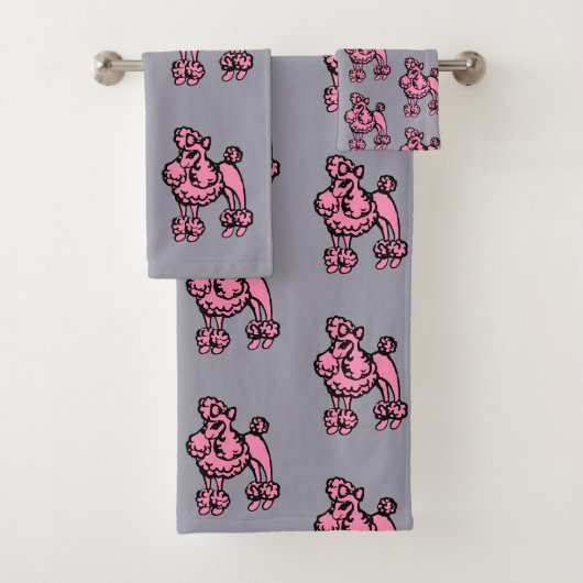 Ensemble de serviettes de bain grandes gris rose P (En situation)