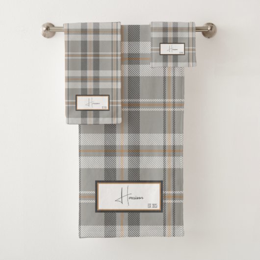 Ensemble de serviettes de bain gris nuage moderne (En situation)