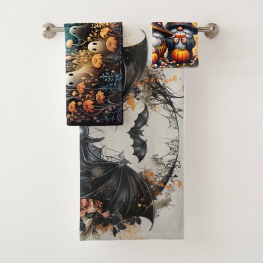 Ensemble de serviettes de bain Halloween éffrayant (En situation)