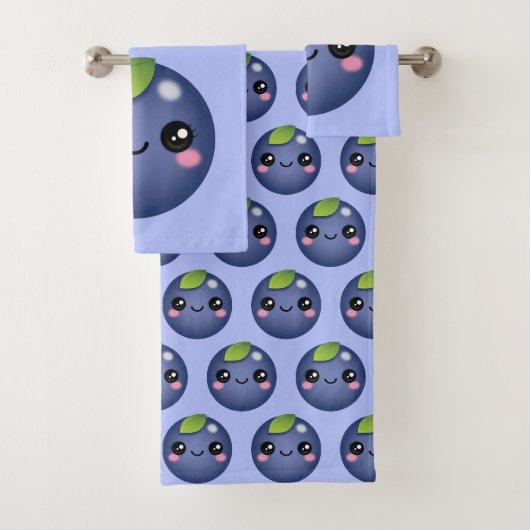 Ensemble de serviettes de bain Kawaii Blueberry (En situation)