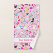 Ensemble de serviettes de bain Kawaii rose (Serviette à main)