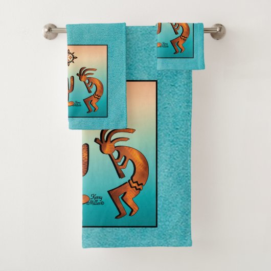 Ensemble de serviettes de bain Kokopelli Sud-Ouest (En situation)