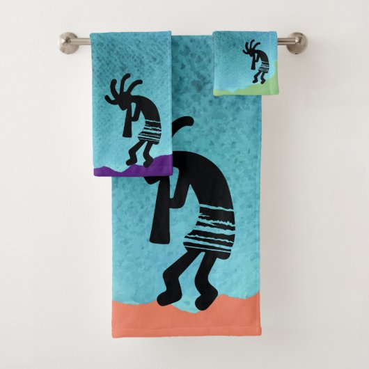 Ensemble de serviettes de bain Kokopelli Sud-Ouest (En situation)
