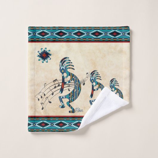 Ensemble de serviettes de bain Kokopelli Turquoise (Gant de toilette)