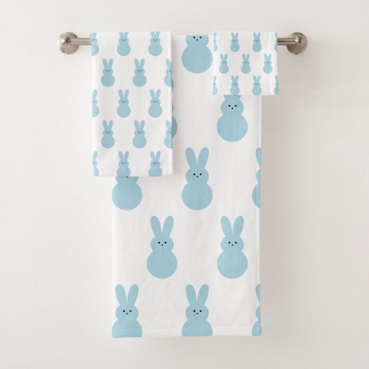 Ensemble de serviettes de bain lapin bleu Pâques (En situation)