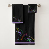 Ensemble de serviettes de bain libellules colorées (En situation)