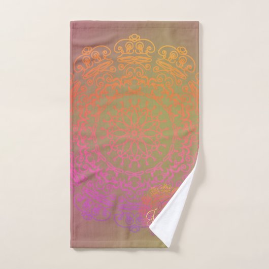 Ensemble de serviettes de bain Mandala Monogram Ma (Serviette à main)