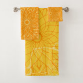 Ensemble De Serviettes De Bain Mandala Orange Mono (En situation)