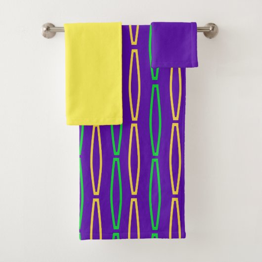 Ensemble de serviettes de bain Mardi Gras géométri (En situation)