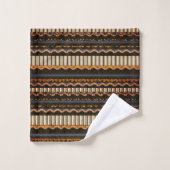 Ensemble de serviettes de bain marron, bleu et ora (Gant de toilette)