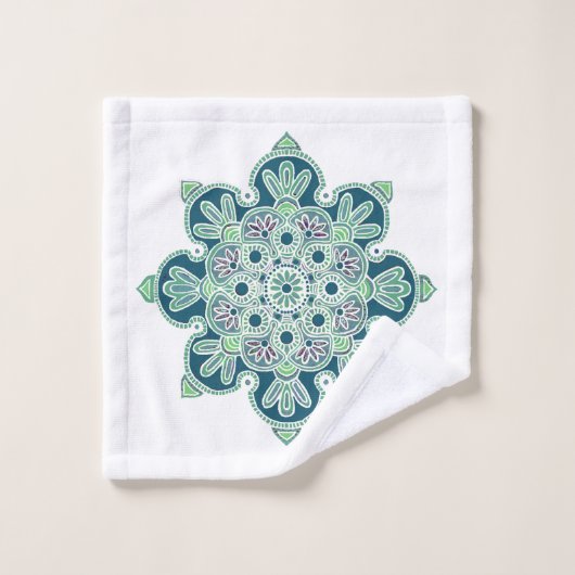 Ensemble de serviettes de bain, médaillons verts s (Gant de toilette)