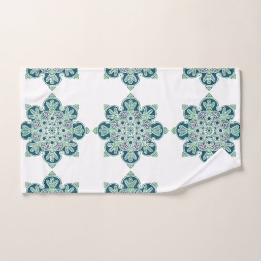 Ensemble de serviettes de bain, médaillons verts s (Serviette à main)