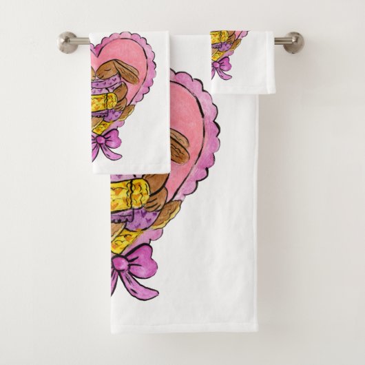 Ensemble de serviettes de bain mère et fille (En situation)