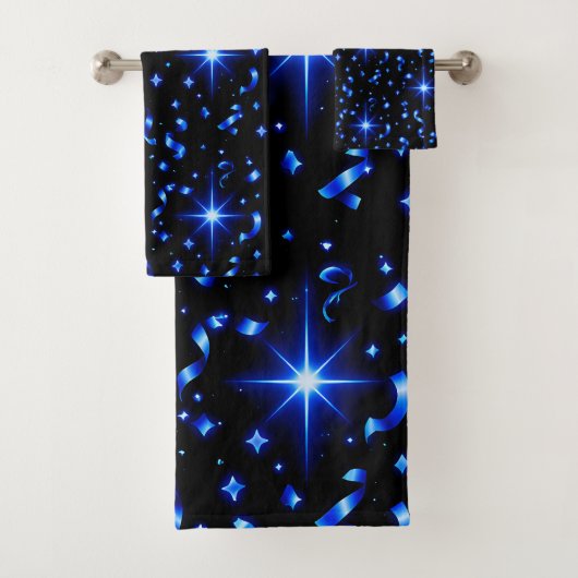 Ensemble de serviettes de bain minuit, bleu étince (En situation)