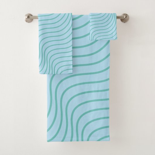 Ensemble de serviettes de bain moderne Wavey Strip (En situation)