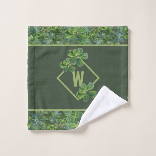 Ensemble de serviettes de bain Monogram Feuilles J (Gant de toilette)