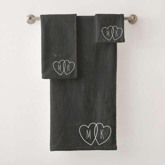 Ensemble de serviettes de bain Monogramme Coeur no (En situation)