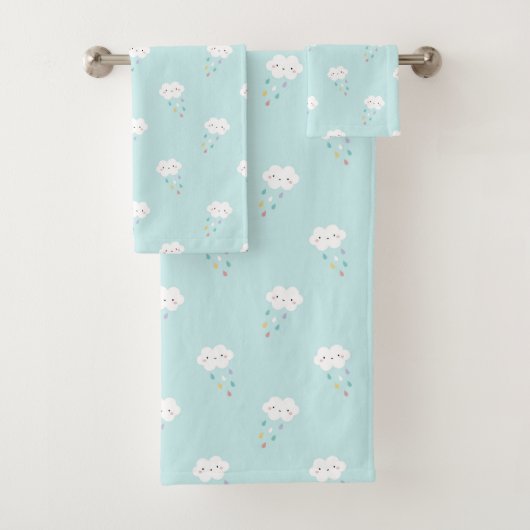 Ensemble de serviettes de bain Motif à nuage doux (En situation)