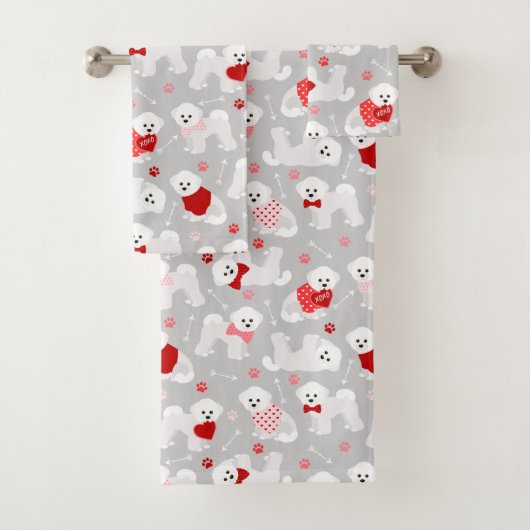 Ensemble de serviettes de bain Motif Bichon Frise  (En situation)