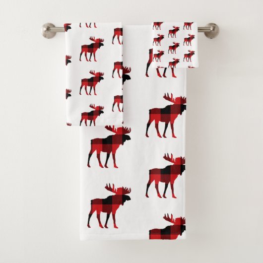 Ensemble de serviettes de bain Motif Cabine Moose (En situation)