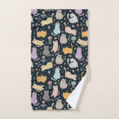 Ensemble de serviettes de bain motif chats et fleu (Serviette à main)
