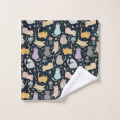 Ensemble de serviettes de bain motif chats et fleu (Gant de toilette)