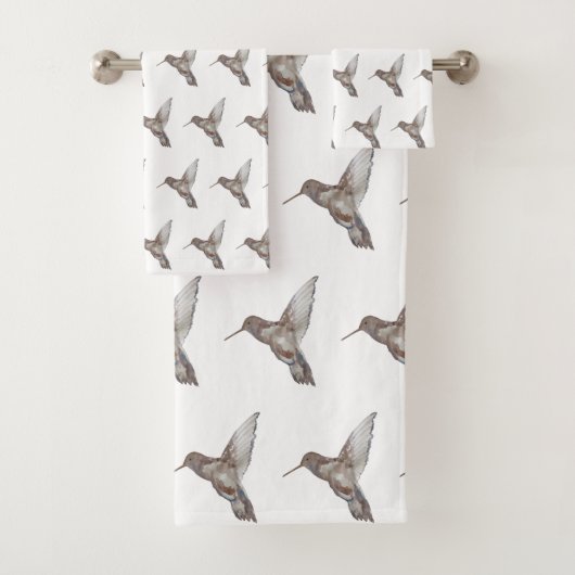 Ensemble de serviettes de bain Motif colibri (En situation)