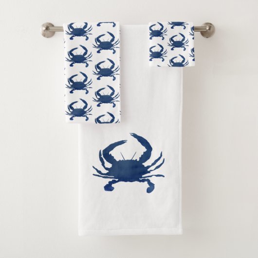 Ensemble de serviettes de bain Motif de crabe bleu (En situation)