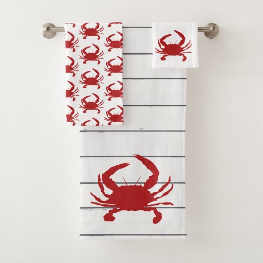Ensemble de serviettes de bain Motif de crabe roug (En situation)