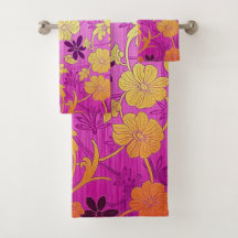 Ensemble de serviettes de bain - Motif doré rose O