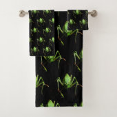 Ensemble de serviettes de bain Motif Katydid vert (En situation)