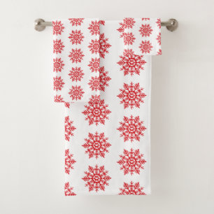Ensemble de serviettes de bain Motif Red Snowflake