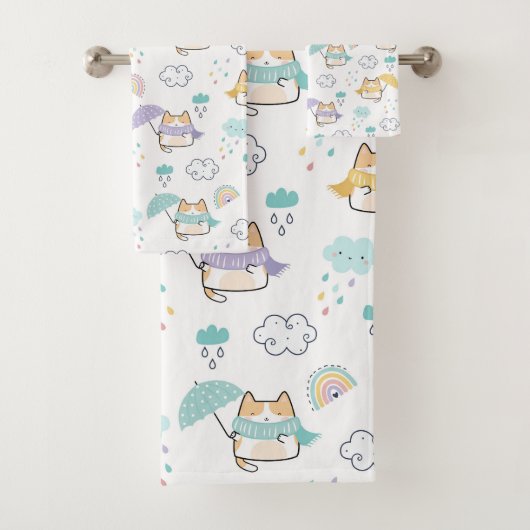Ensemble de serviettes de bain Motif Sweet Rainy D (En situation)