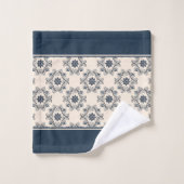 Ensemble de serviettes de bain motif vintage bleu (Gant de toilette)