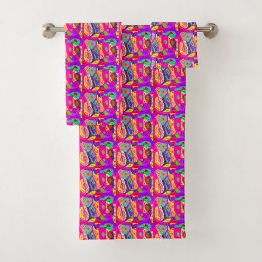 ensemble de serviettes de bain multimotifs et de c (En situation)