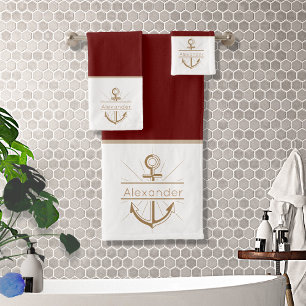 Ensemble de serviettes de bain nautique bordeaux c