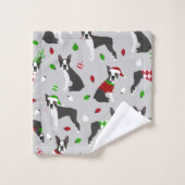Ensemble de serviettes de bain Noël Boston Terrier (Gant de toilette)