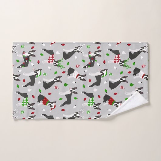 Ensemble de serviettes de bain Noël Boston Terrier (Serviette à main)
