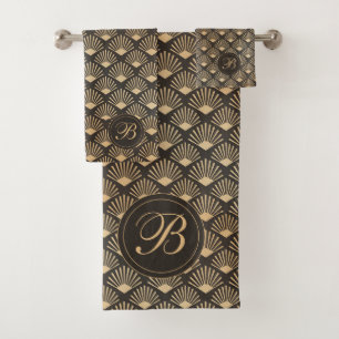 Ensemble De Serviettes De Bain Noir Art Déco Et Se