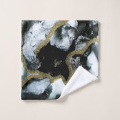 Ensemble de serviettes de bain noir, blanc et or | (Gant de toilette)