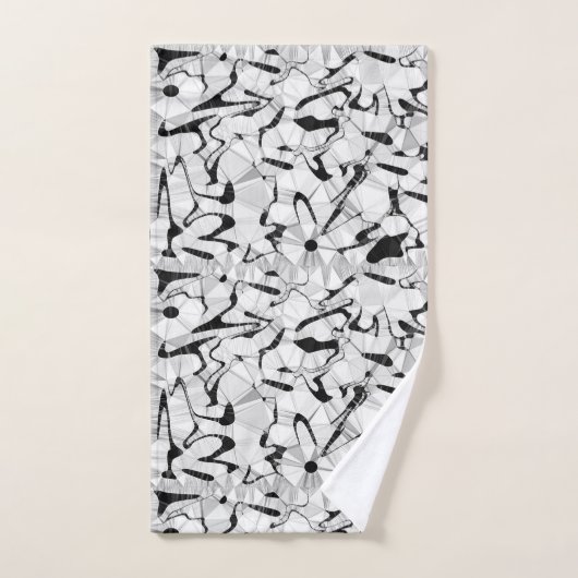 Ensemble de serviettes de bain noir et blanc en mo (Serviette à main)