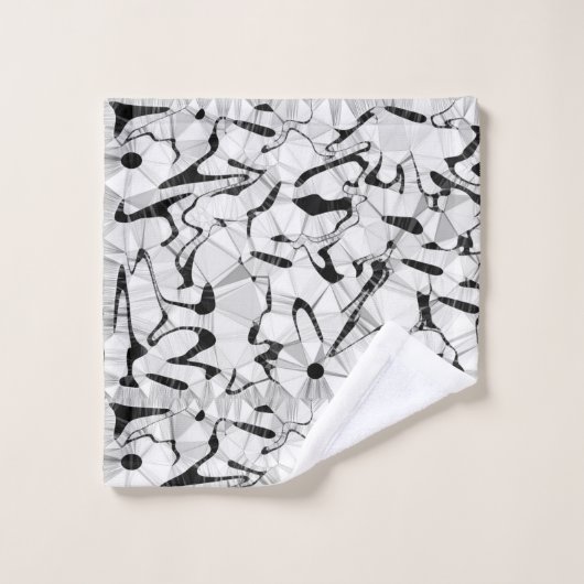 Ensemble de serviettes de bain noir et blanc en mo (Gant de toilette)