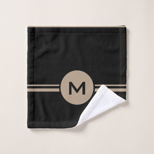 Ensemble de serviettes de bain Noir et Tan Solid e (Gant de toilette)