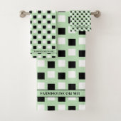 Ensemble de serviettes de bain Noir Vert Ferme mod (En situation)
