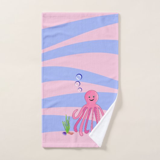 Ensemble de serviettes de bain octopus rose (Serviette à main)