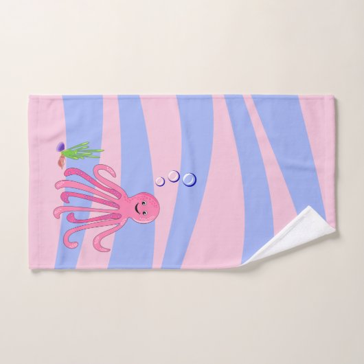 Ensemble de serviettes de bain octopus rose (Serviette à main)